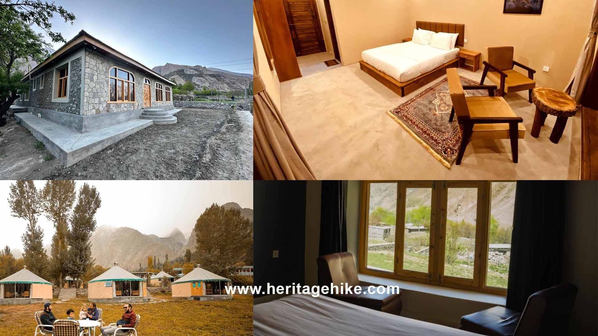 Cosy mountain guesthouse in Gilgit-Baltistan with Wi-Fi sign and valley view